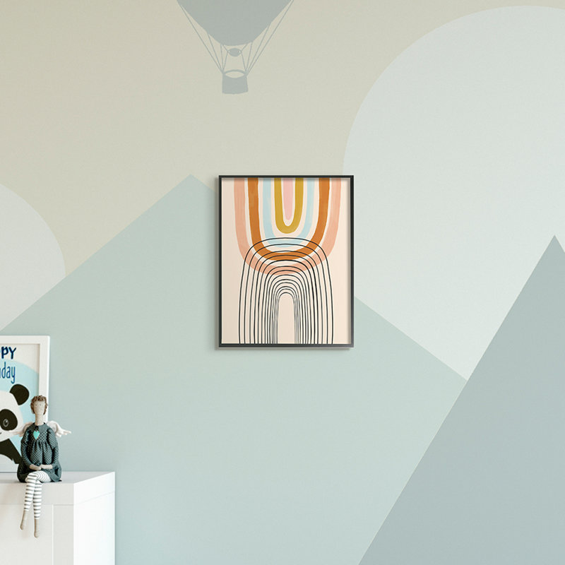 Dessin au trait asymétrique ludique arc-en-ciel, Estampe numérique Farmhouse, H 14 po x l 11 po