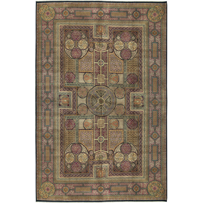 Tapis noir de haute qualité noué à la main