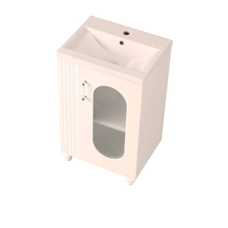 Meuble-lavabo de 20 po avec lavabo, meuble-lavabo avec tablette à deux niveaux, tablette réglable