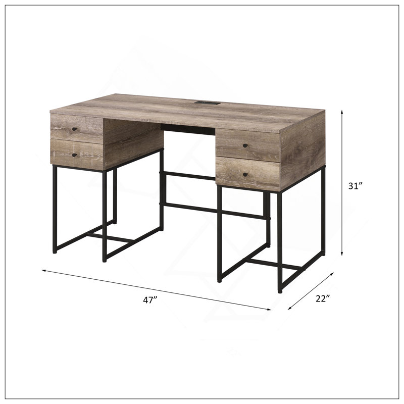 Charming Rustic Writing Desk With Advanced USB Port And Ample Storage