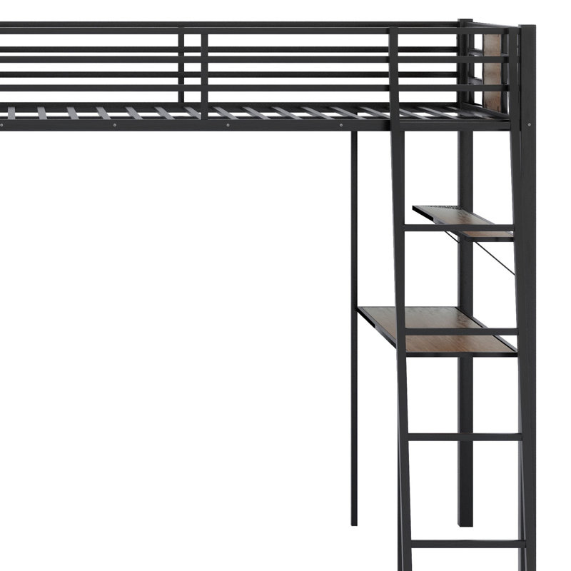 Lit superposé en L avec lit mezzanine avec bureau et tablette