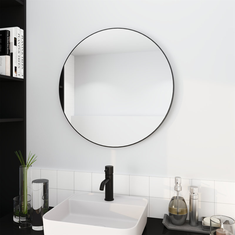 Grand miroir rond rond noir, 32 po x 32 po 