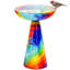 Bain d'oiseaux extérieur en verre sur piédestal de 42 cm de haut, arc-en-ciel-256866618