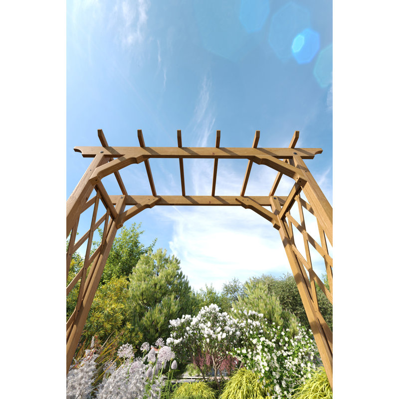 Golden Brown Cedar Garden Arbor with Lattice Panels