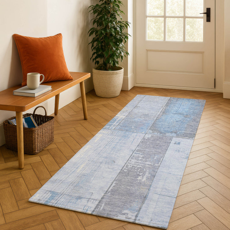 Premium Machine Washable Crestover AMF1877 Geometric Rug, Runner 2'3" x 7'6"