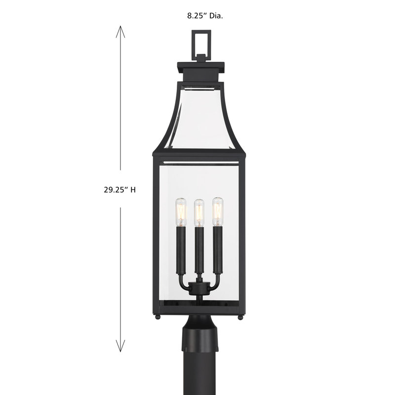 Byrne 3-Light Outdoor Post Lantern in Matte Black
