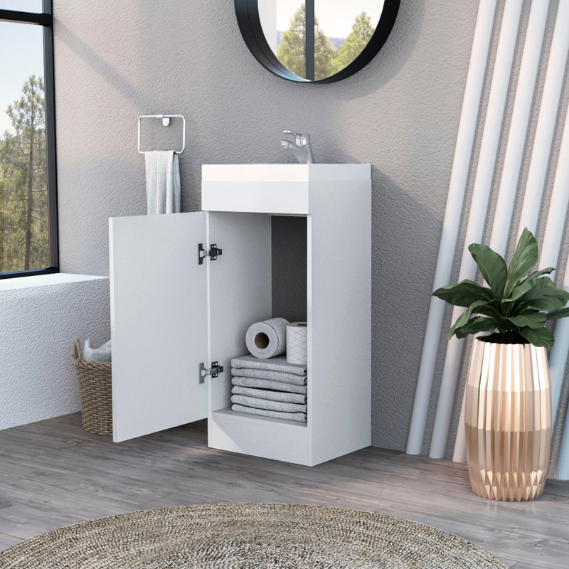 Lavabo de salle de bain blanc à 1 porte - Rangement efficace et spacieux