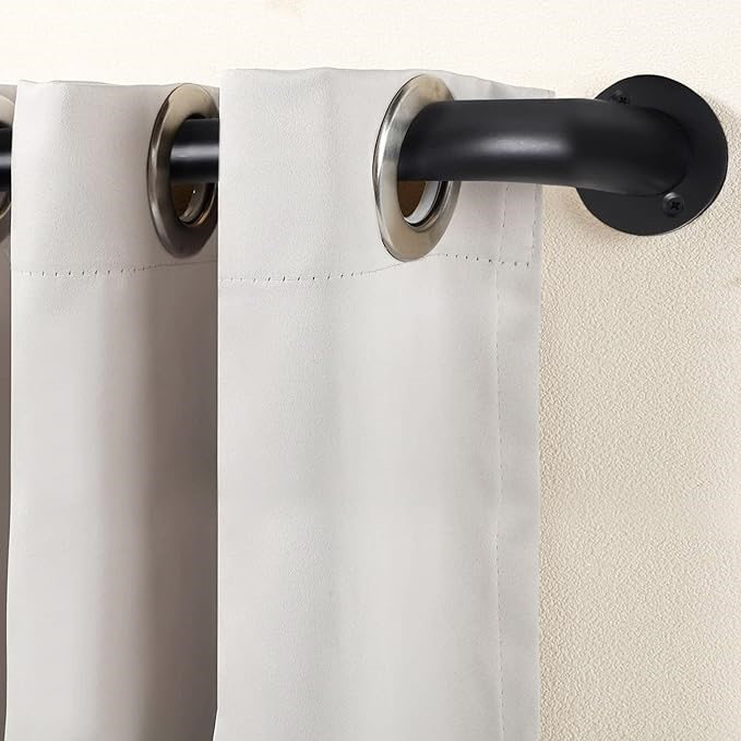 Akzel Adjustable 3cm Single Curtain Pole, 5cm H x 300cm W x 9cm D, Matte Black