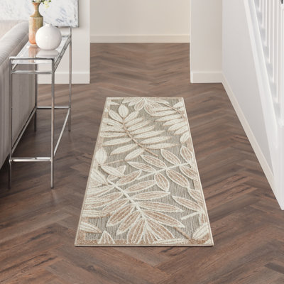 Tapis intérieur / extérieur à motif floral brun clair / crème / gris Arnhold