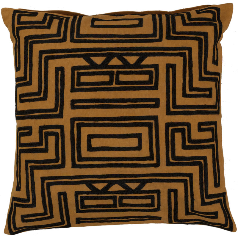 Mya Mesmerizing Maze Down Throw Pillow, 22" x 22", Burnt Orange/Black, No Fill