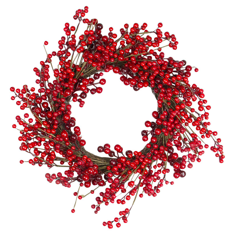 Couronne de Noël artificielle Red Berry - non éclairée, 20 pouces