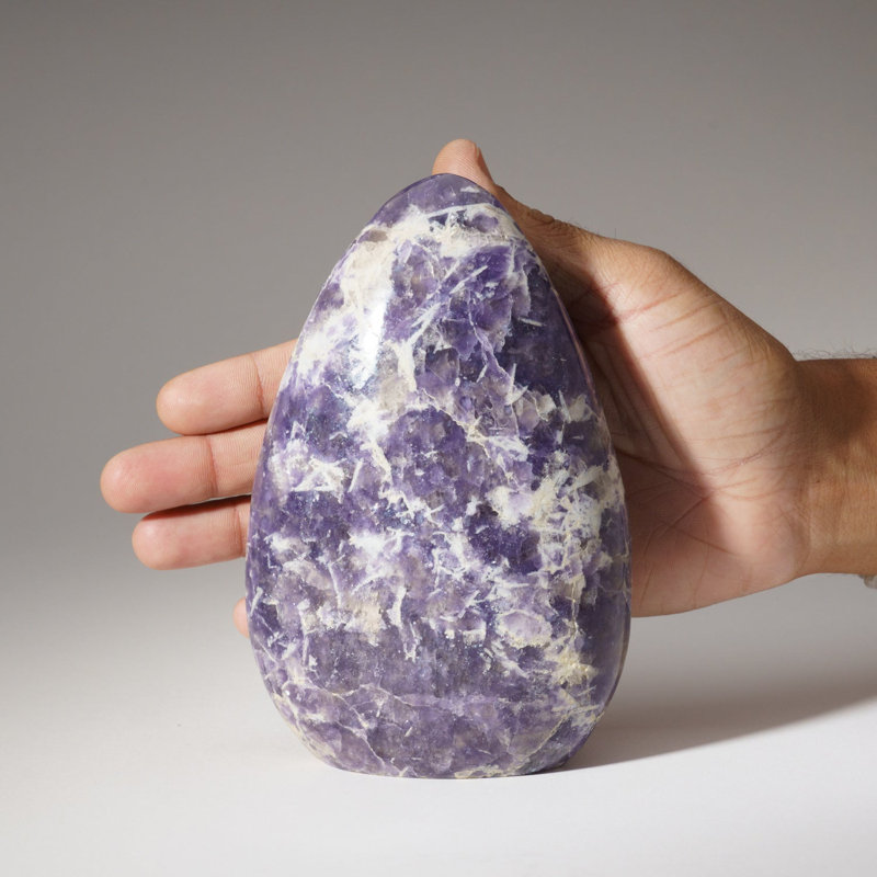 Genuine Polished Lepidolite Freeform (2.2 Lbs), 6" H x 4" W x 2" D, Light Brown/White