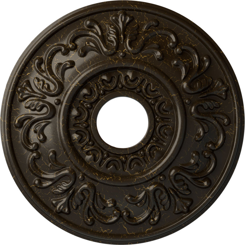 Endurathane Classic Ceiling Medallion, 18 5/8"OD 4"ID x 1 1/8"P (Fits Canopies up to 12 3/4"), Hand-Painted Castle Stone Crackle Finish