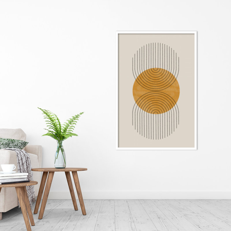 «Perfect Point Yellow» par le studio d'art mural MIUUS, Cadre blanc, H 41 po x l 28 po x P 1 po