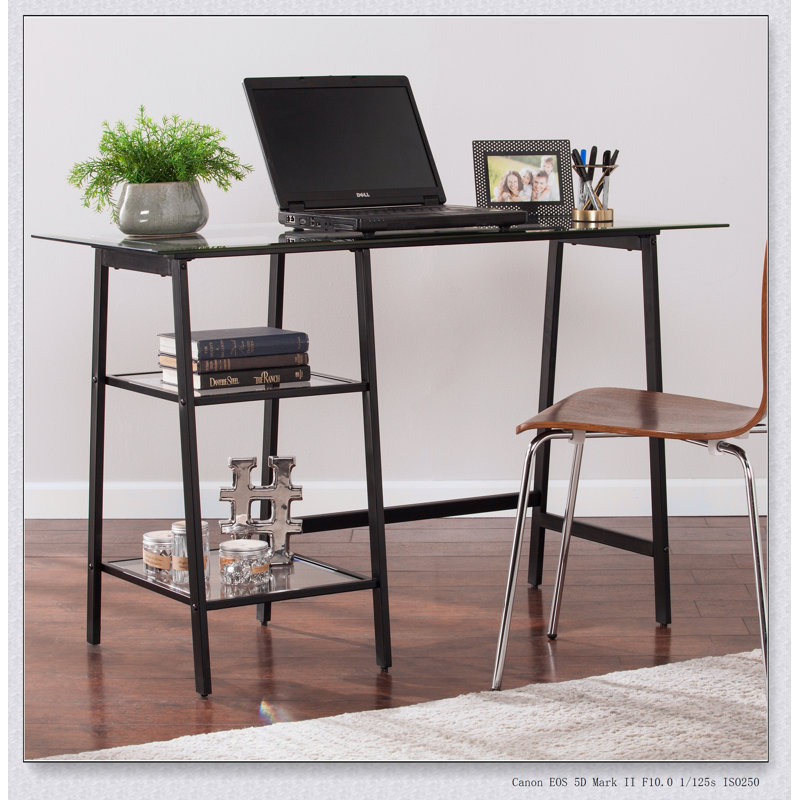 Bureau noir en métal / verre Avery