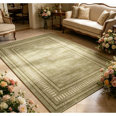 Tapis lavable à bordure moderne, à poils courts et doux, antidérapant, antidérapant, résistant aux marques et tapis pour animaux de compagnie pour le salon, la chambre à coucher, la chambre de bébé
