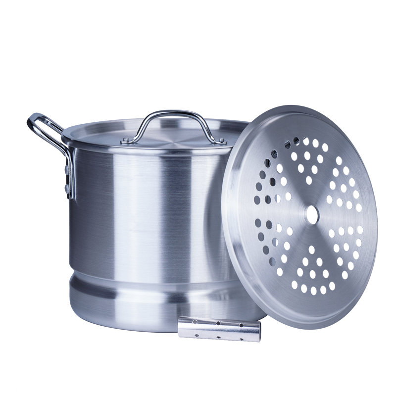 20 Quart Brushed Aluminum Tamale Steamer Pot with Lid