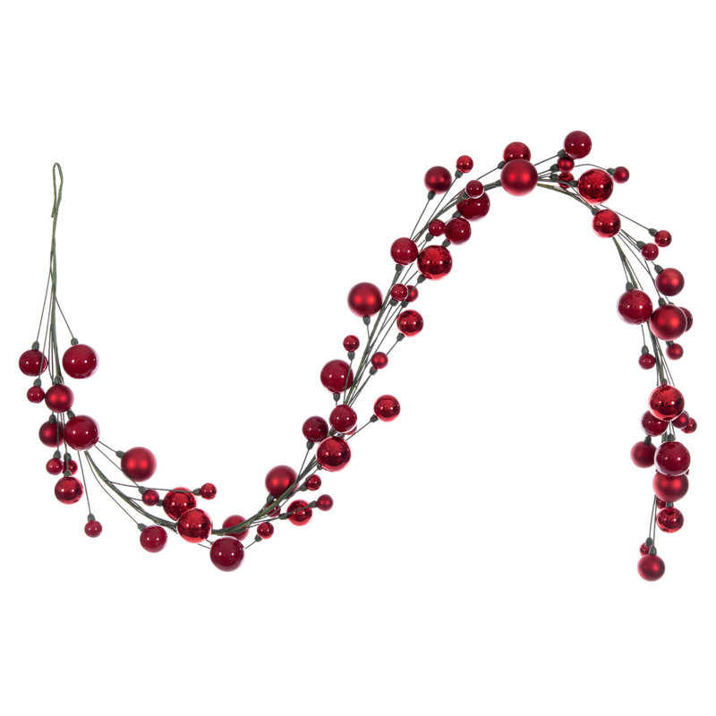 Vickerman 6' Red Ball Branch Garland., Red