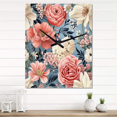 Horloge murale rétro Vintage Flower Garden Symphony