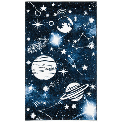 Tapis bleu foncé / bleu clair Highfill