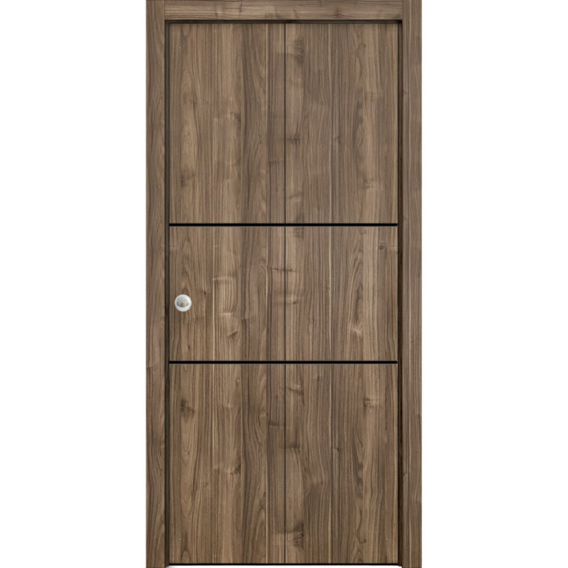 Porte pliante en bois massif massif, Noyer, 56 po x 84 po