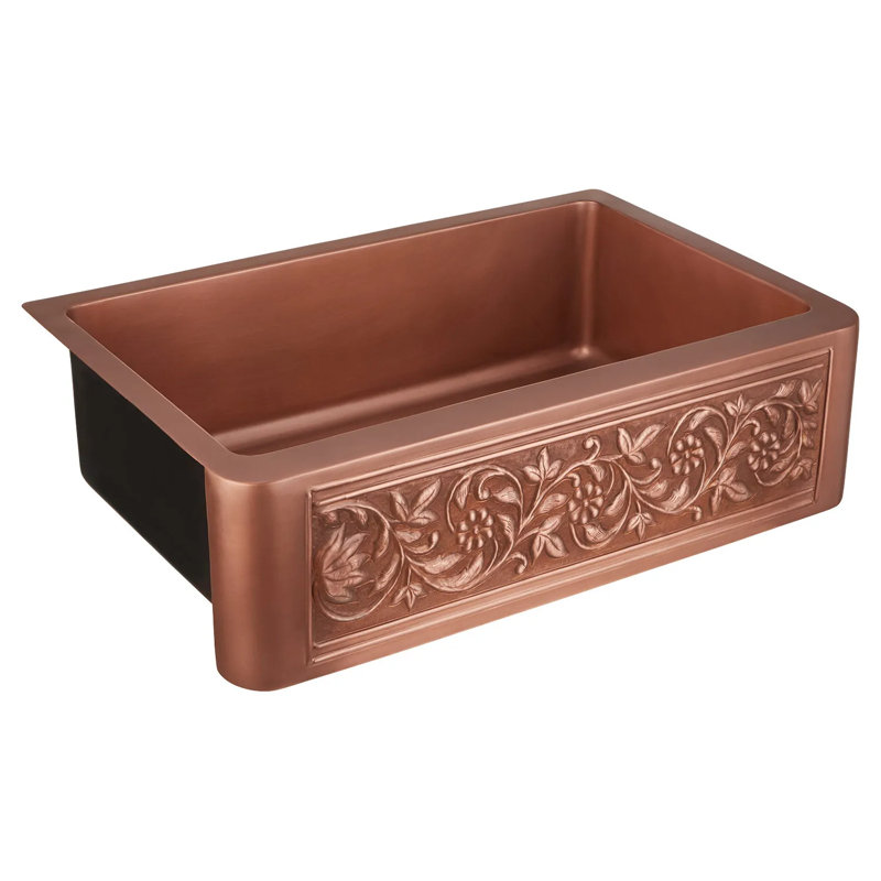 33" Vine Design Copper Farmhouse Sink