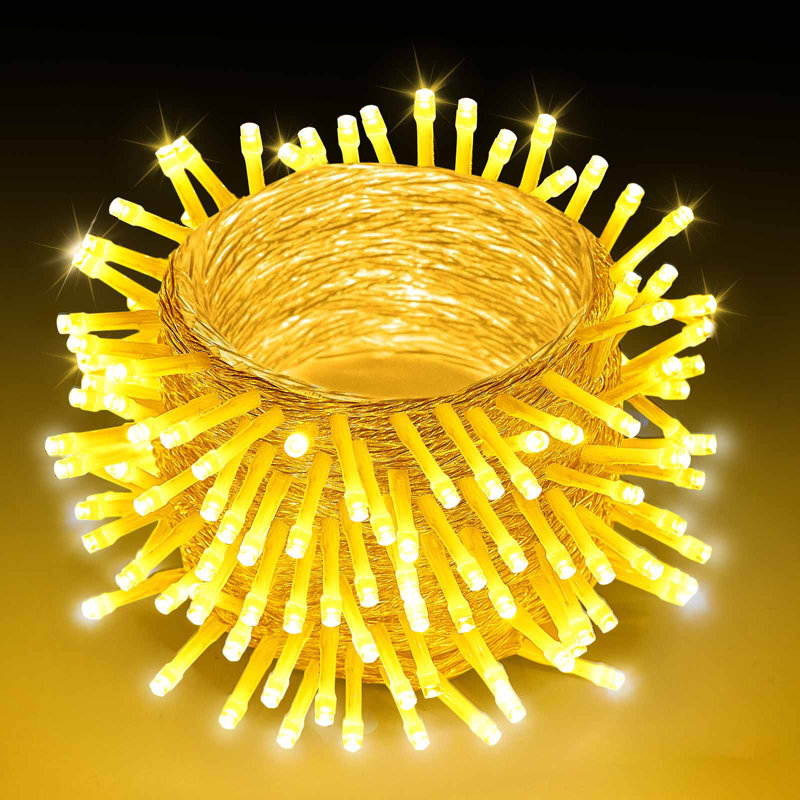 LED Christmas String Lights 200 LED 76 ft Connectable Warm White Lights
