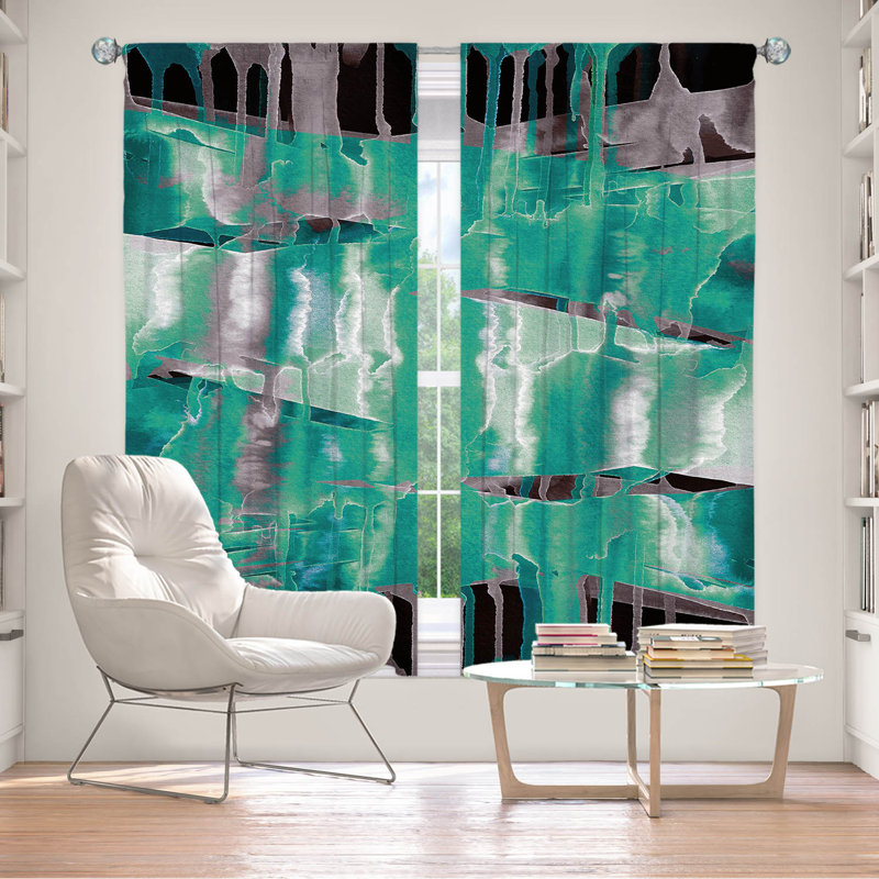 Rideau en polyester, Turquoise, L 40 po x L 61 po