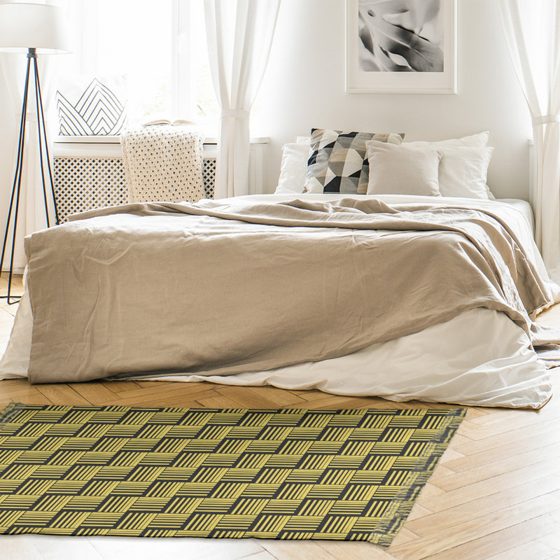 Tapis à rayures jaune/noir basketweave, Oui