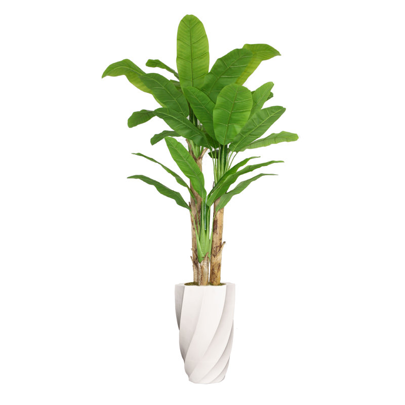 Panama 92'' Faux Banana Leaf Plant in Fiberstone Planter