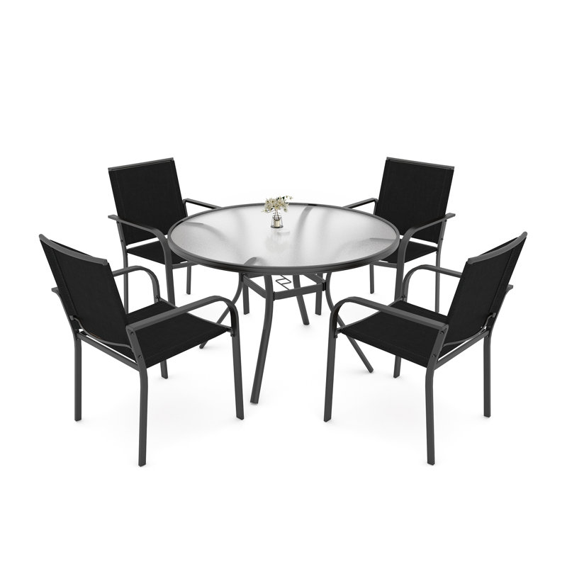 4 - Person Patio Dining Set, Black