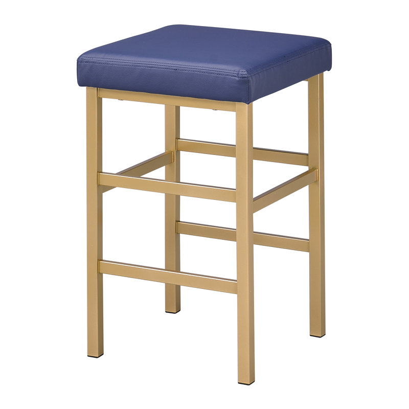 Tabouret de bar et de comptoir Fowey, bleu, Tabouret de comptoir (assise de 26 po de hauteur), Doré