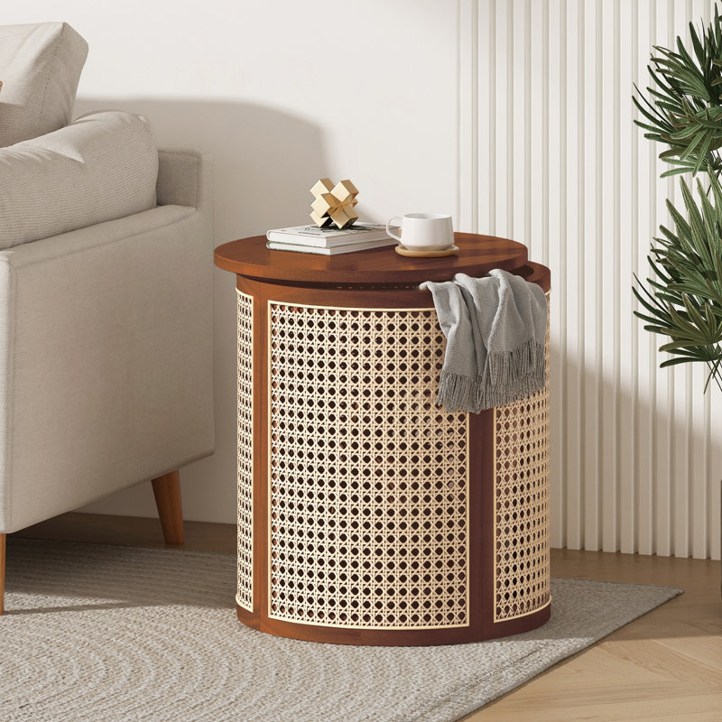Table d'appoint ronde en rotin tissé, Dark Brown, Dark Brown, Dark Brown