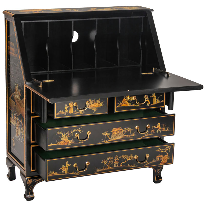 Black Lacquer Secretary Desk - Ching Ming