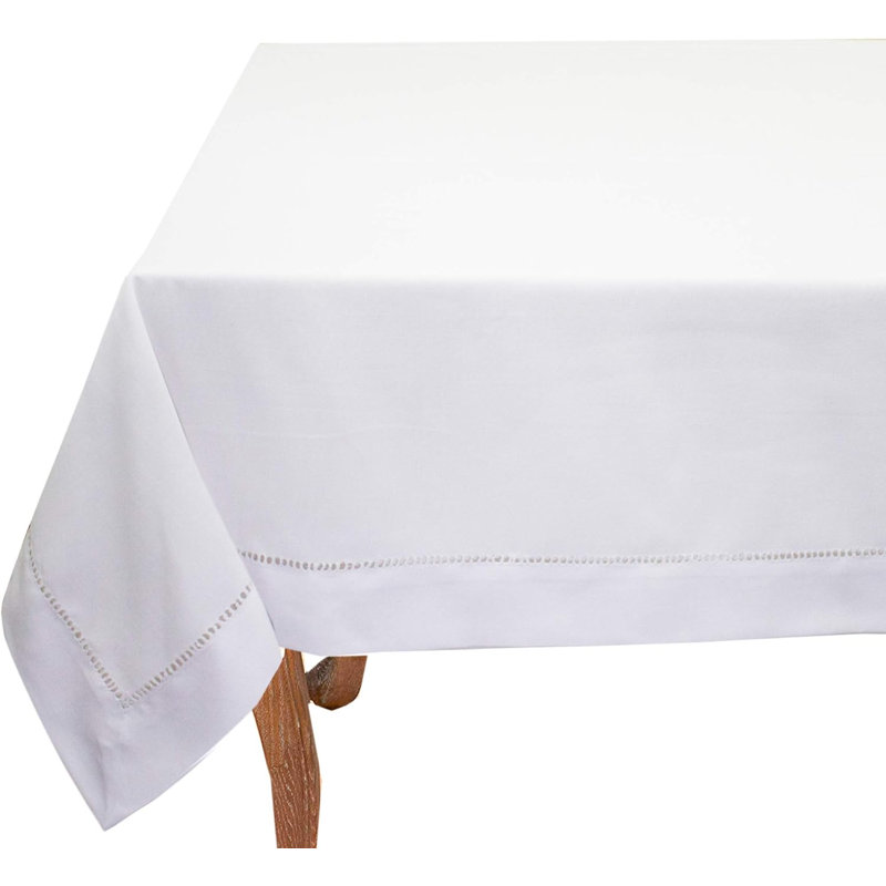 Classic Hemstitch Tablecloth, 120" x 65", White