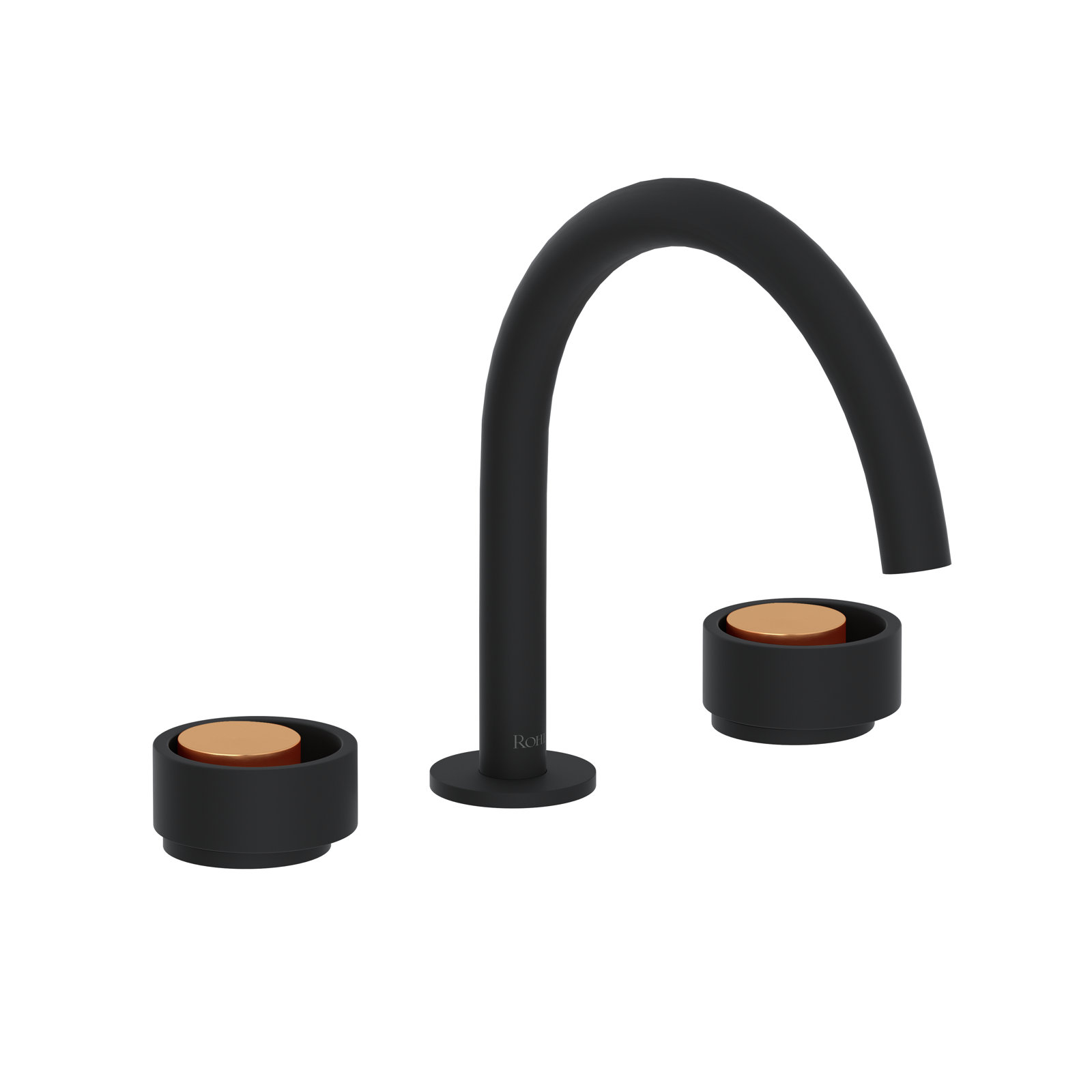 Eclissi Widespread Lavatory Faucet With C-Spout, Matte Black/Satin Gold