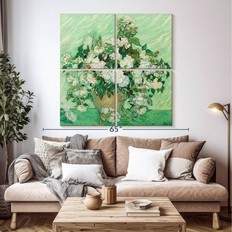 Roses vertes, H 50 po x l 50 po