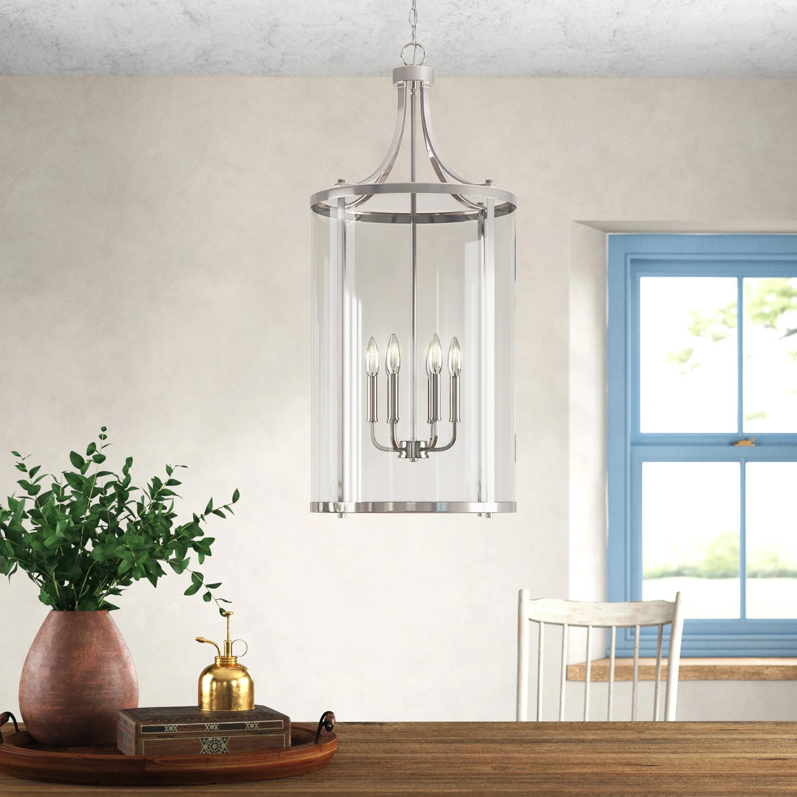 Wayland Chandelier, 34" H x 16" W x 16" D, Polished Nickel, 6 Lights