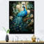 Zellie Teal Peacock - monochrome, art mural paon-151568039-143353823-192523268