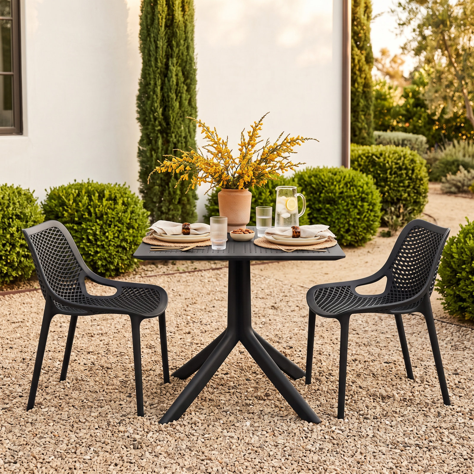Asherton 24" Patio Bistro Set, Black