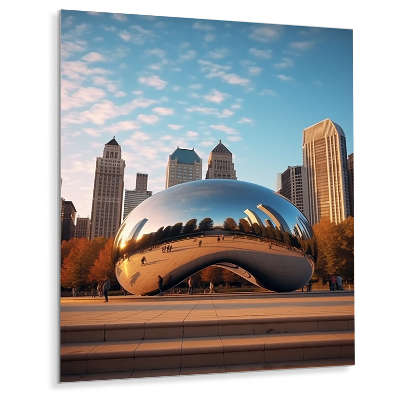 Iconic Chicago Skyline I - Illinois, art mural en métal, salon, H 32 po x l 24 po x P 1 po