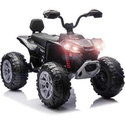 24V Kids Electric Atv 4-Wheeler (2-Seater)-800W Dual Motor Ride-On With Bluetooth, Mp3/Usb, Spring Suspension & Safety Knee Pads-7Ah Battery