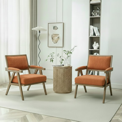Nordic-Style Solid Wood Cotton-Linen Accent Single Chair