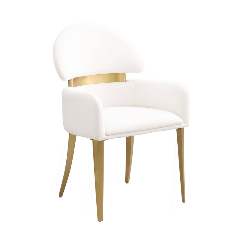 Chaise avec accoudoirs contemporaine l 22 po (2 / RCT), blanc / or mat