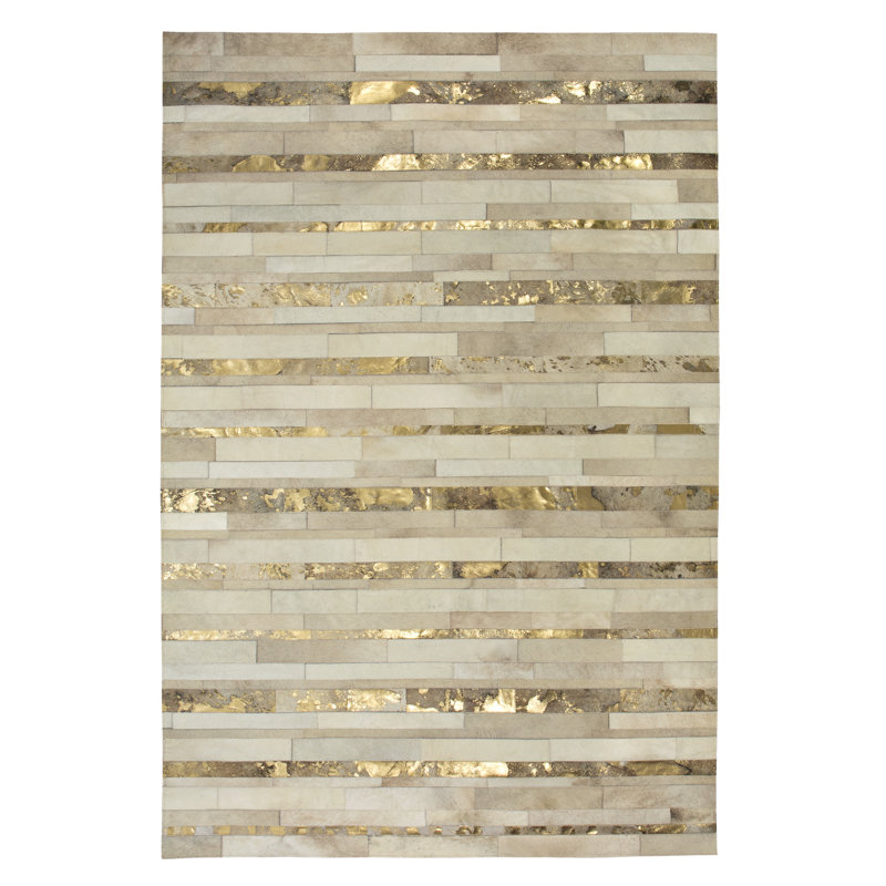 Kronos Cowhide Striped Area Rug, Rectangle 10' x 14'