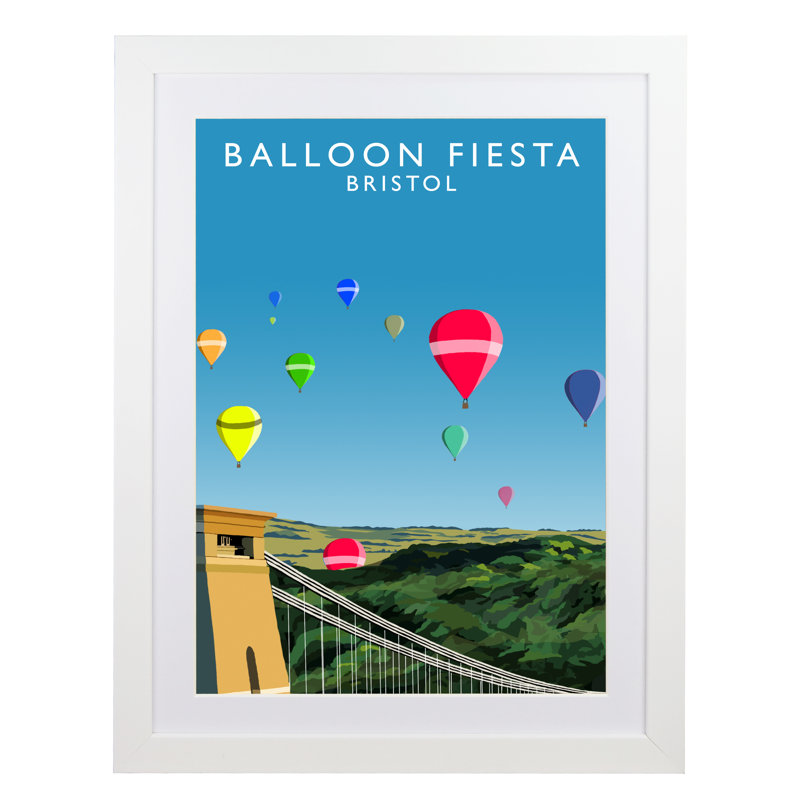 Balloon Fiesta Bristol by Richard O'Neil - Print, White Wood Frame, 43.5 cm H x 33.5 cm W x 2.2 cm D