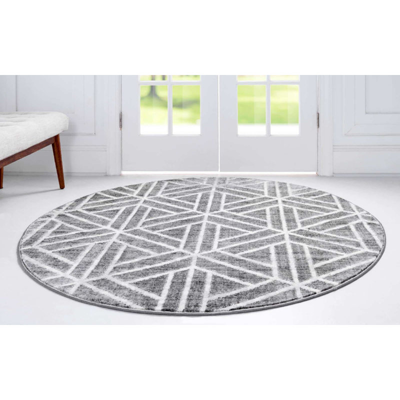 Clidy Abstract Indoor Rug, Round 8'