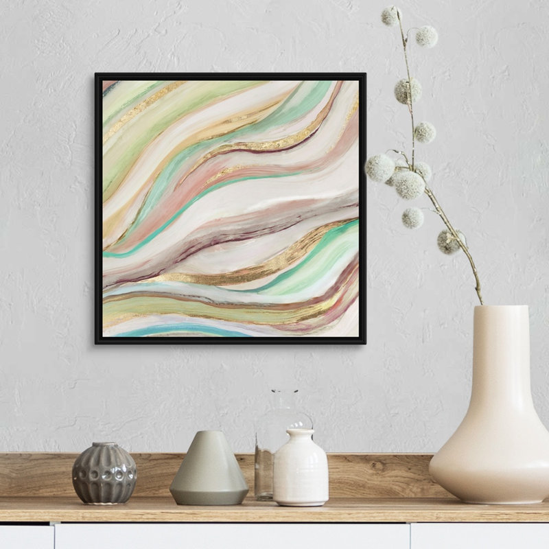 "Pastel Waves II" par Tom Reeves, reproduction d’art sur toile, Cadre noir, H 18 po x l 18 po x 1,75 po