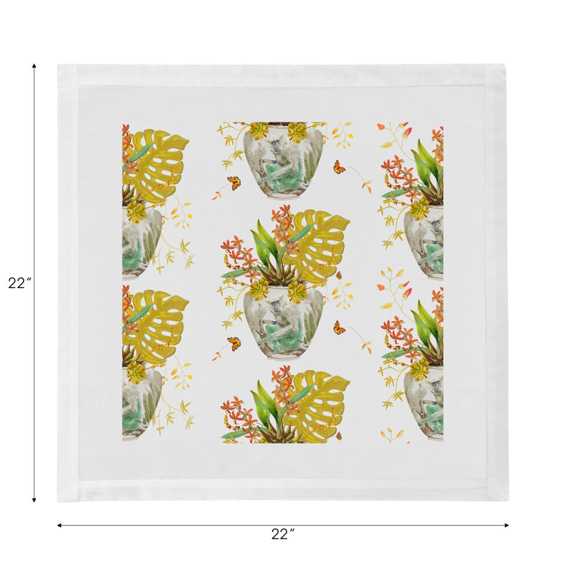 Monkey Jungle Cotton Sateen Dinner Napkins, Dijon