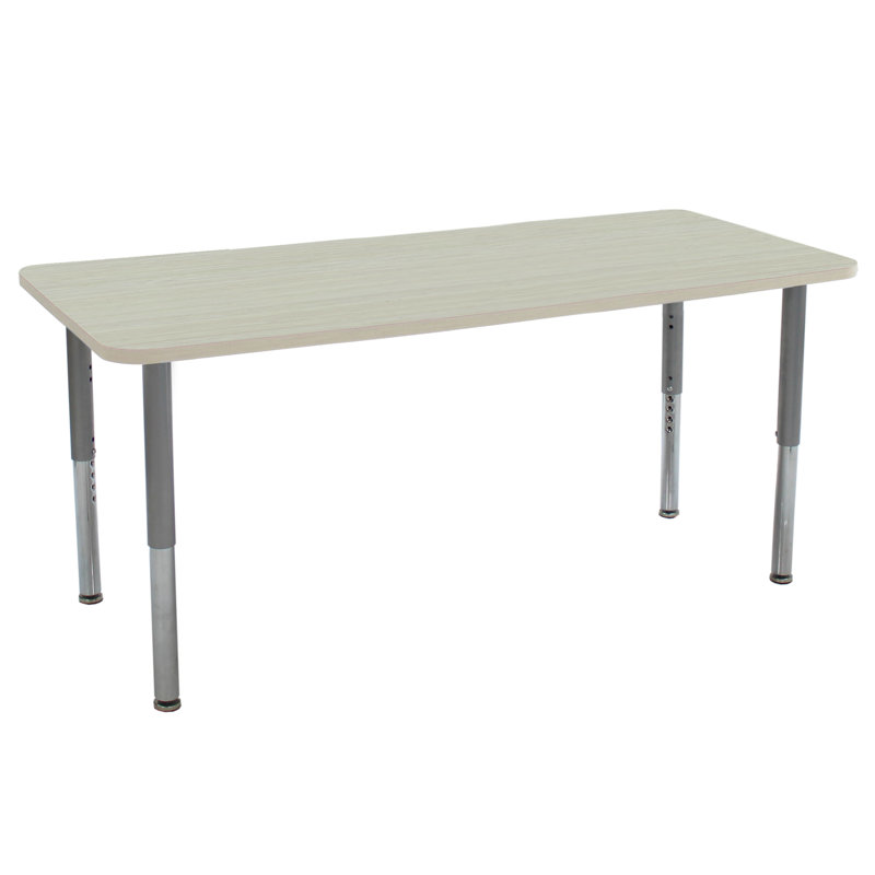 Table d'activité rectangulaire avec pieds réglables La Madera, 30 po x 72 po, Sable asiatique / argent, Super